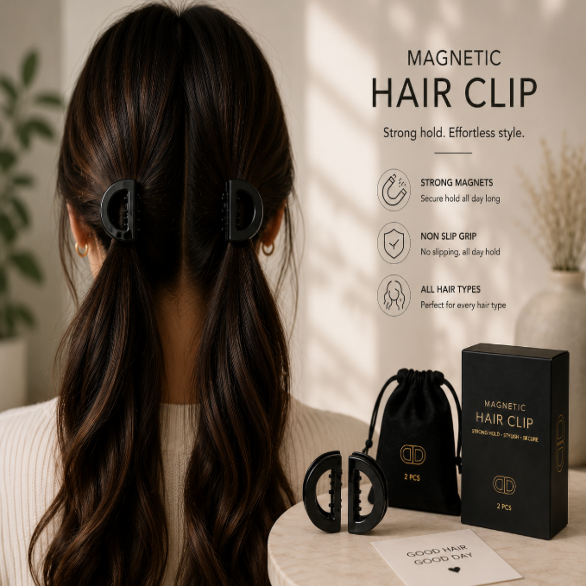 Nuvella Magnetic Hair Clip – Premium No-Slip Hair Clasp