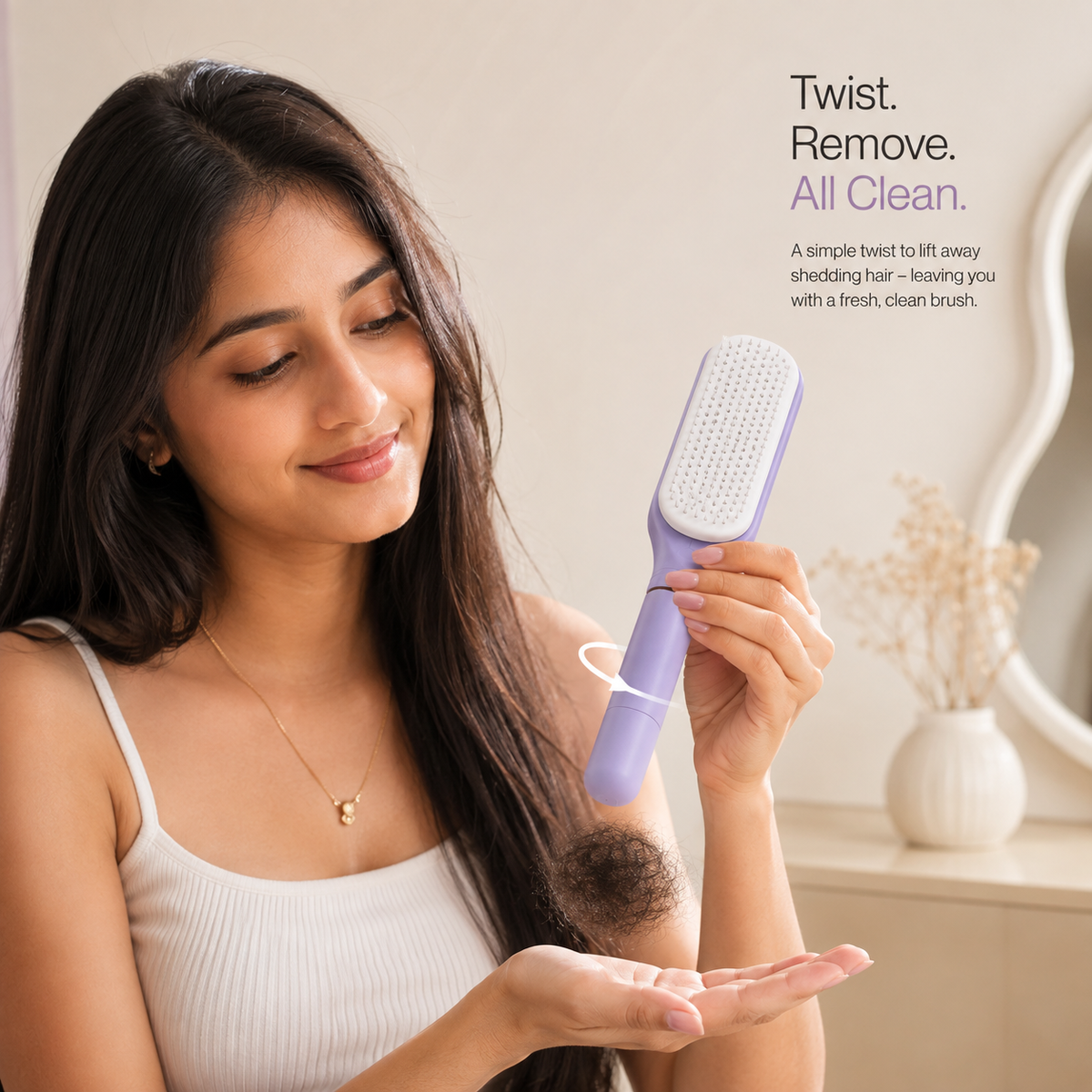 Nuvella Self Cleaning Detangling Brush – Effortless Hair Removal
