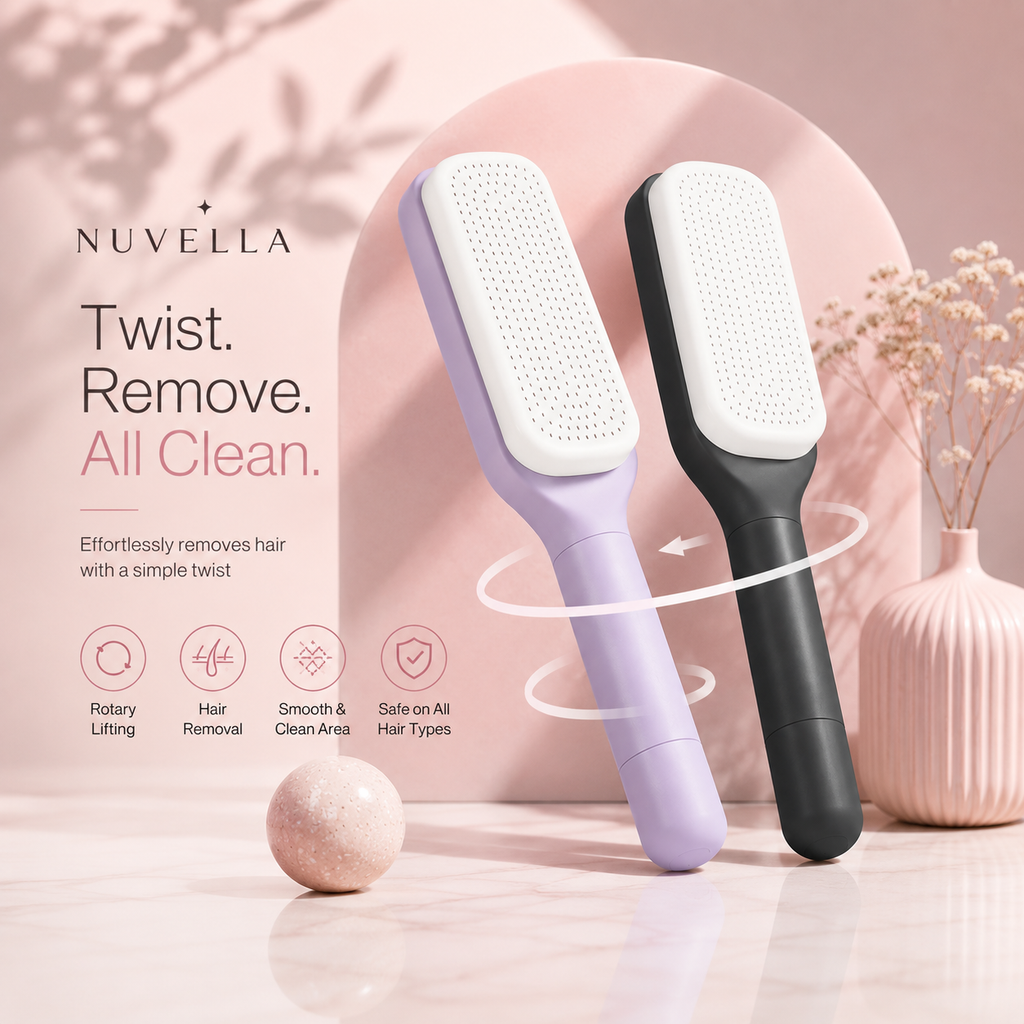 Nuvella Self Cleaning Detangling Brush – Effortless Hair Removal