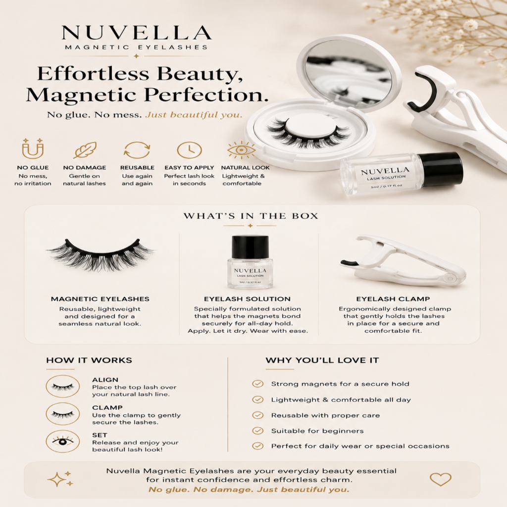 Nuvella Magnetic Eyelashes | Reusable Glue-Free False Lashes